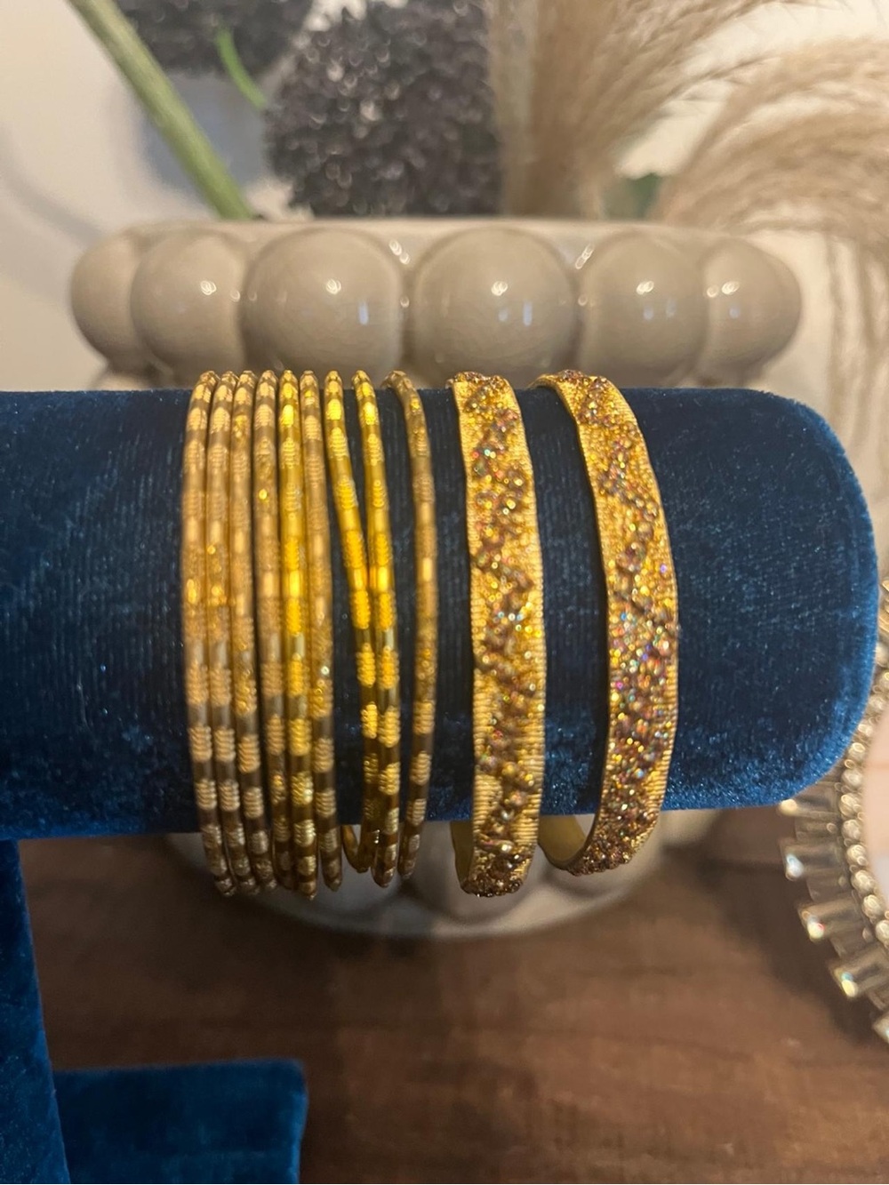 Gold Glitter Kids Bangle Bracelet Set